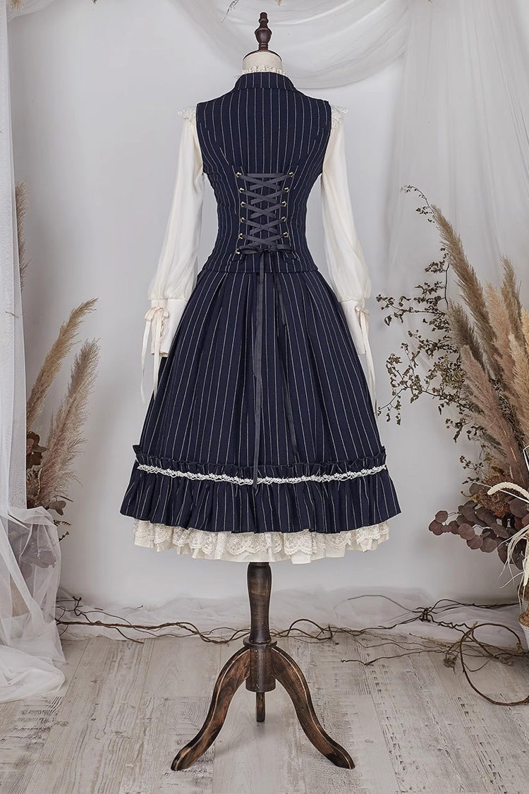 Multi-layer Striped Print Ruffle Sweet College Style Elegant Lolita Skirt 3 Colors