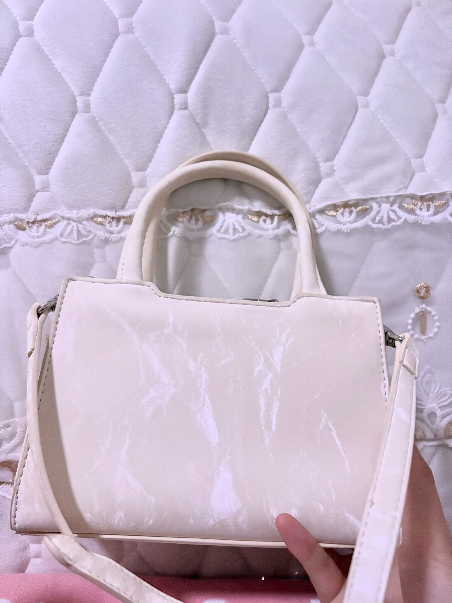 Sweet Lolita Bag Black Clutch Romantic Coquette Purse with Luxe Pearl Strap Pearl Strap Jewel Accent