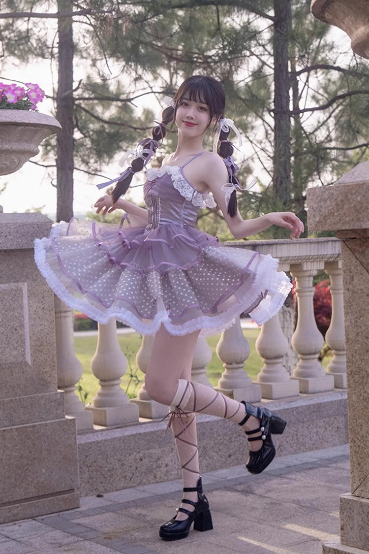 Purple Star Trail Star Yarn Multi-Layer Ballet Sweet Lolita Jsk Dress