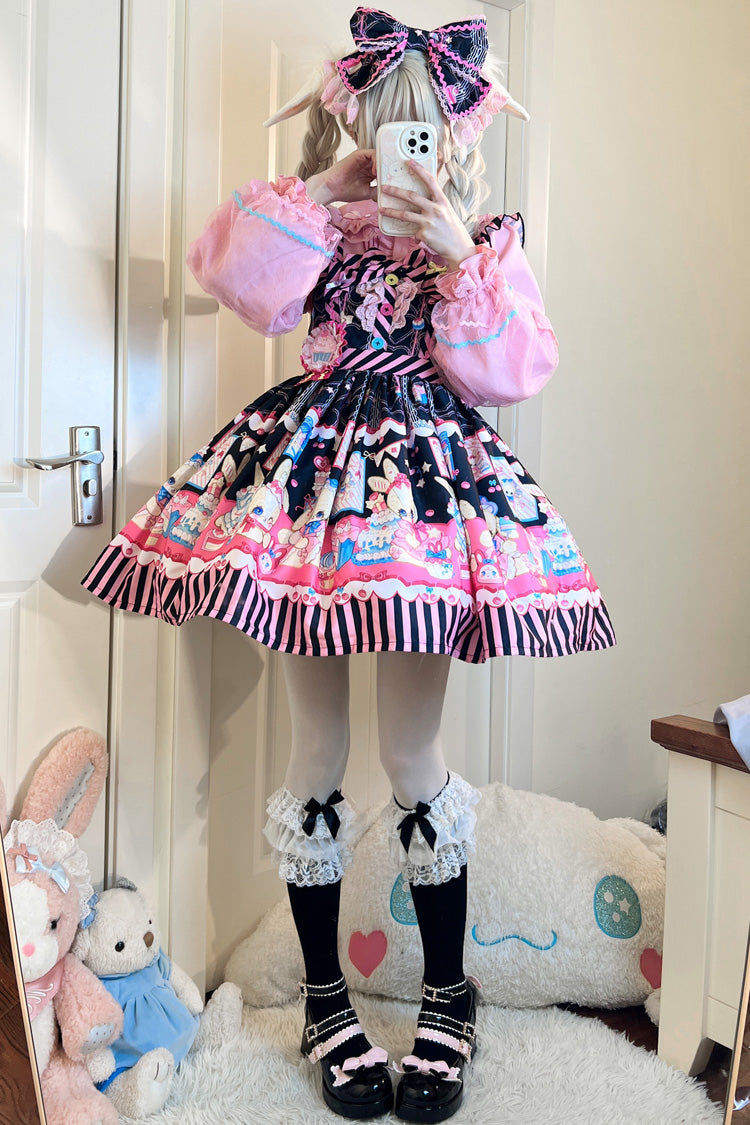 Bunny Pastry Chef Print Bowknot Gothic Japanese Lolita Jsk Dress 3 Colors