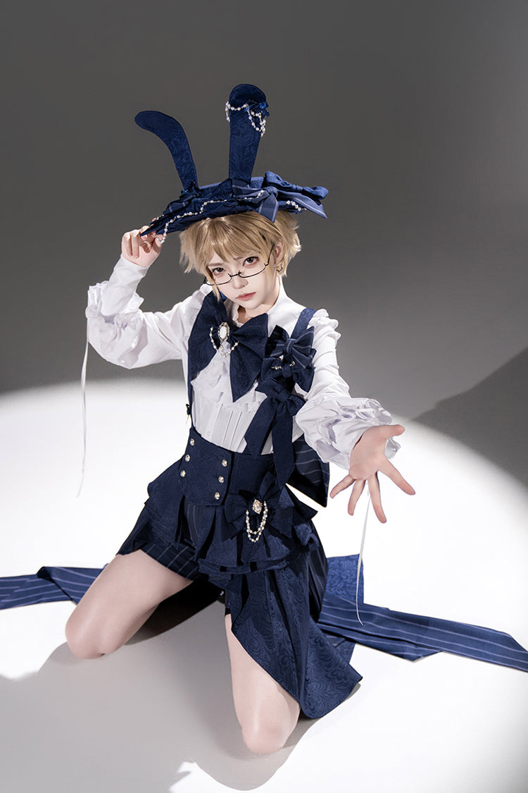 Blue Rabbit Theater Vertical Stripes Print Ouji Fashion Sweet Prince Cool Lolita Shorts