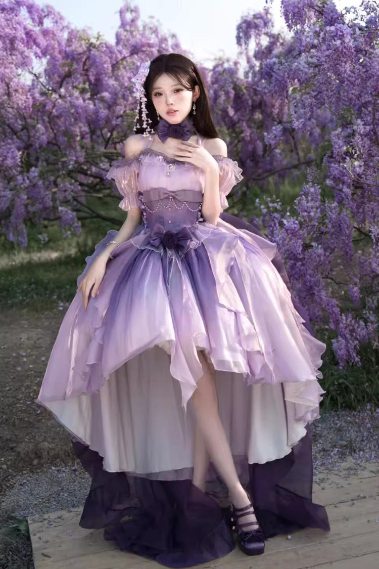 Purple Bowknot Irregular Sweet Princess Lolita Jsk Dress