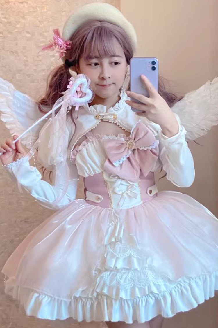 Pink/White Magical Girl Ruffle Cardigan Bowknot Sweet Princess Lolita Jsk Dress