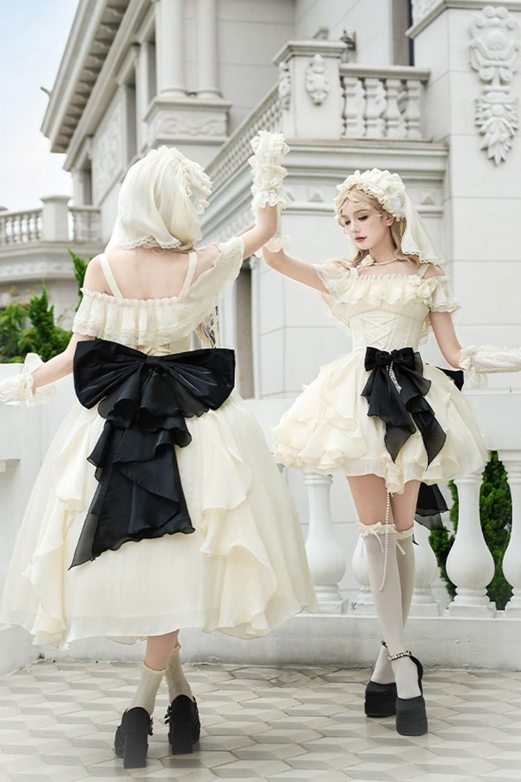 Ivory Moonlight Variations Sleeveless Ruffle Lace-Up Sweet Lolita Jsk Long Dress
