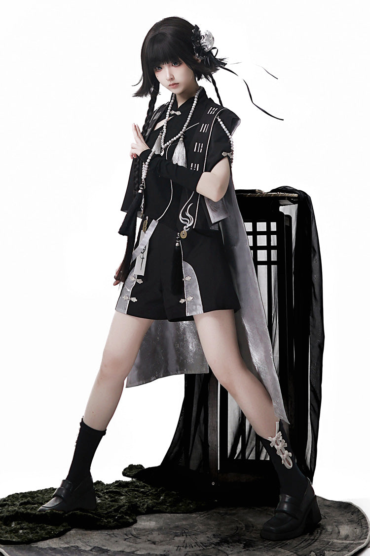 Black The Strange End of the Immortal Sect Sleeveless Chinese Style Ouji Lolita Set