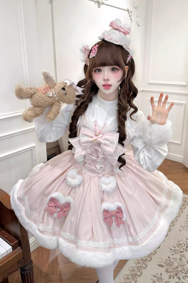 Sweet Dream Bunny Furry Bowknot Sweet Lolita Dress 2 Colors and 2 Versions