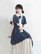Artistic Bow Accented Layer Dress College Style Chiffon Summer and Autumn