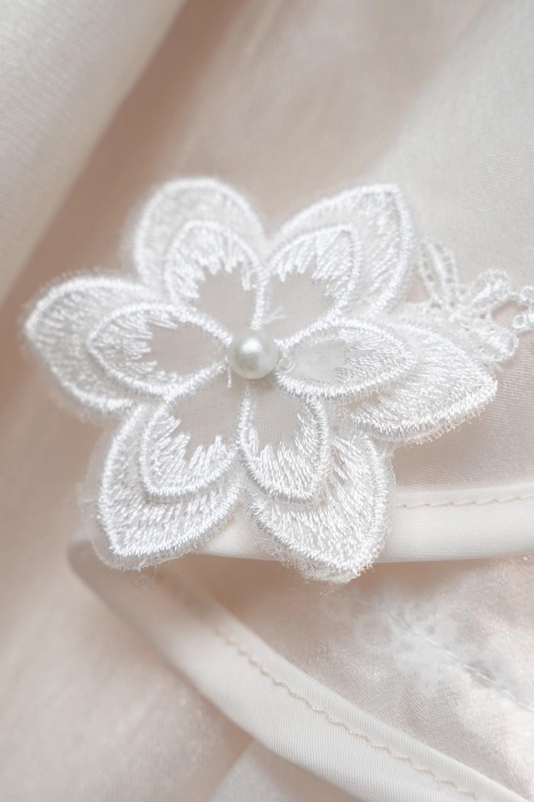 Beige Identity V Short Sleeves Embroidery Cardigan Bowknot Lace Classic Lolita Victorian Dress Set