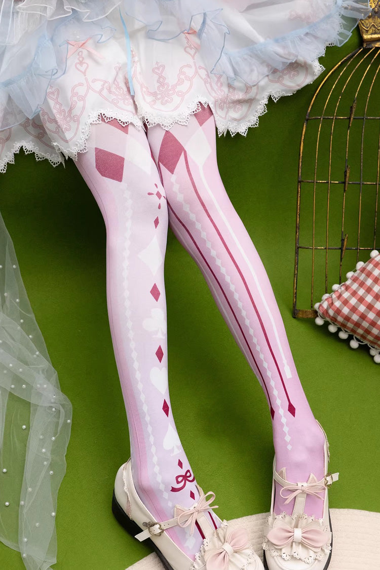 Alice in Wonderland Poker Printed Gothic Lolita Tights 5 Colors