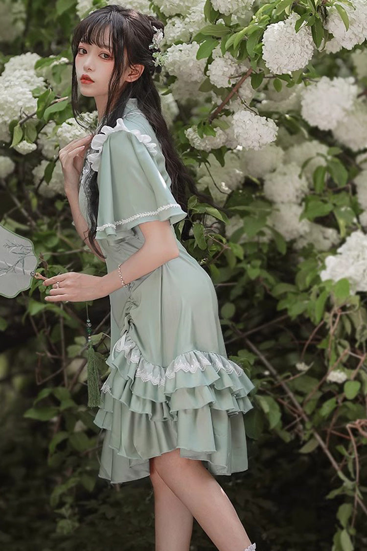 Green Han Element Chinese Style Cheongsam Sweet Lolita Dress