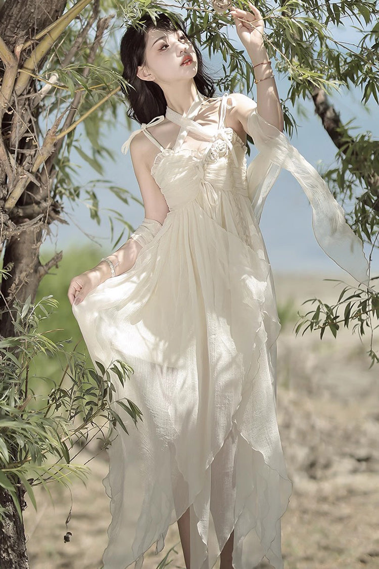 Ivory Wanderer's Song Bowknot Irregular Hem Sweet Lolita Jsk Dress