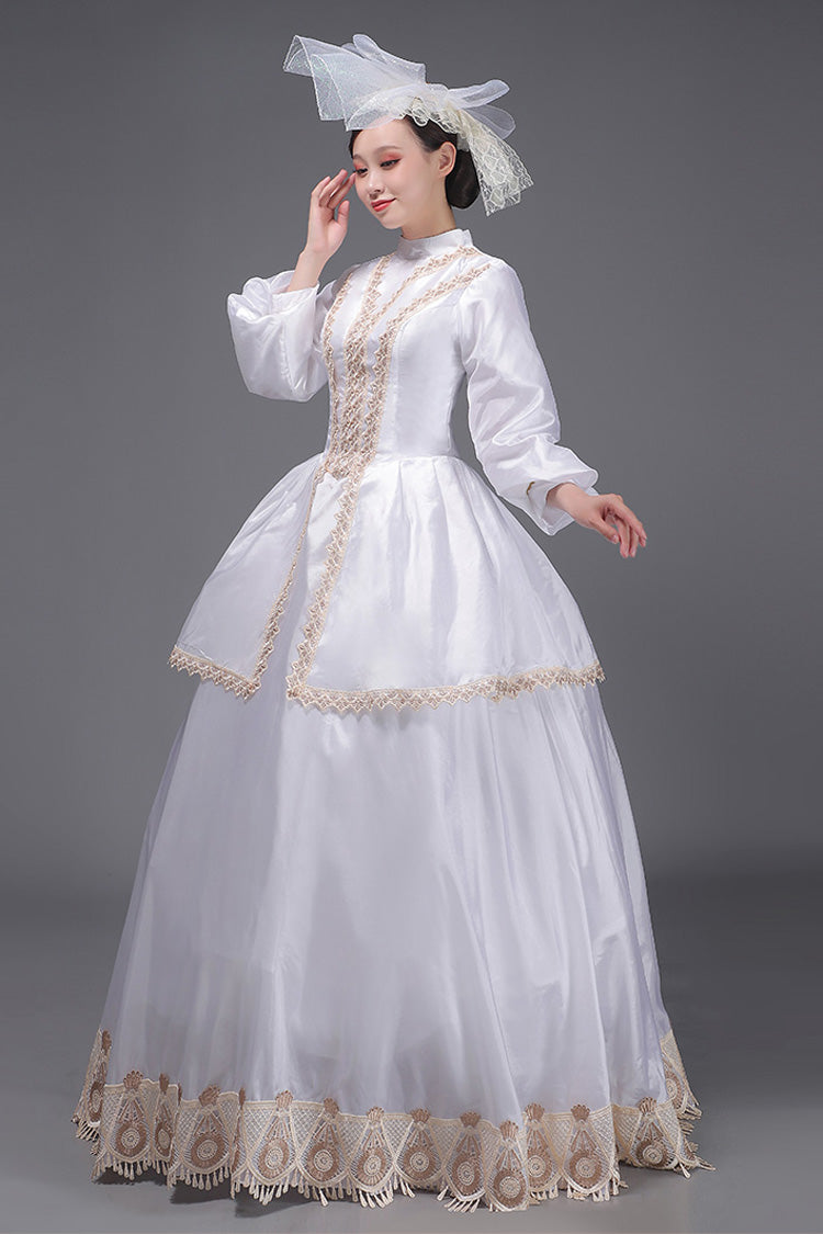 White European Court Long Sleeves Embroidery Sweet Vintage Victorian Dress