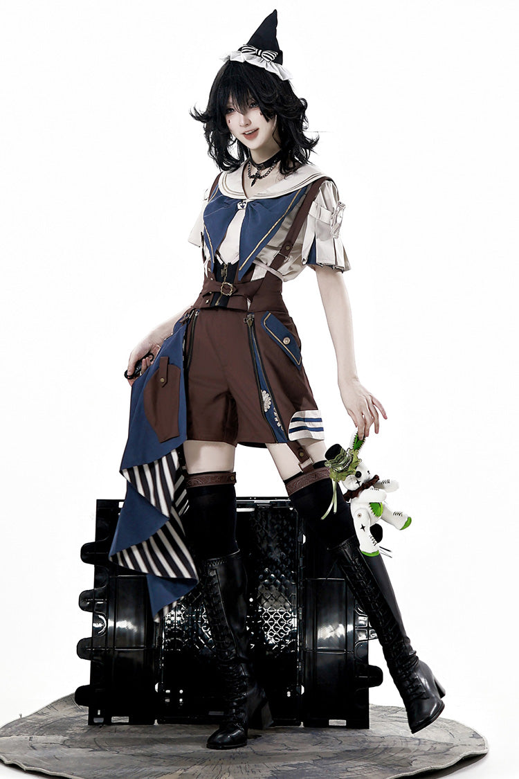 Brown Inventor of Wonderful Equipment Ouji Punk Cool Lolita Bib Shorts
