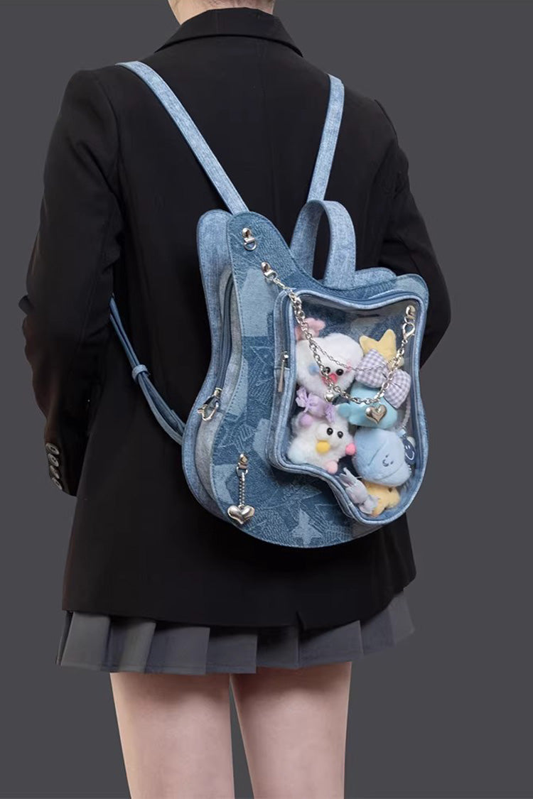 Guitar Heart Printed Chain-Decorated Sweet Lolita Itabag 3 Colors