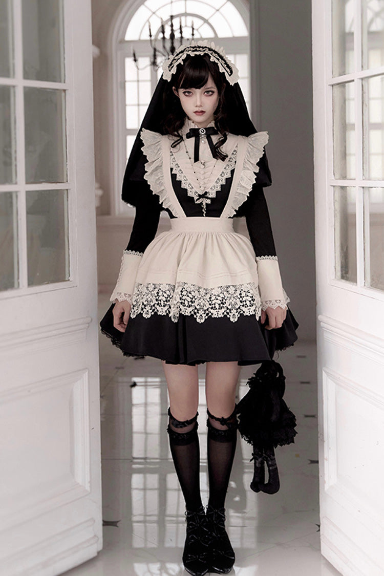 Black Letters and Poems·Nocturne Nun Long Sleeves Ruffle Gothic Lolita Short Dress