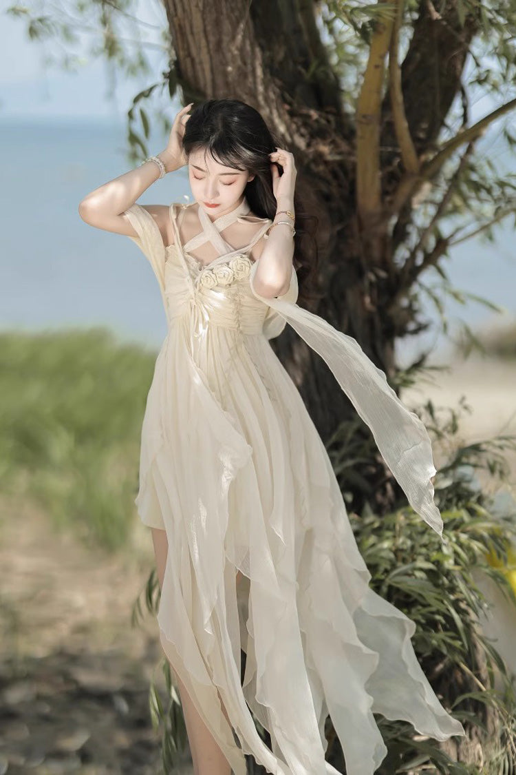 Ivory Wanderer's Song Bowknot Irregular Hem Sweet Lolita Jsk Dress