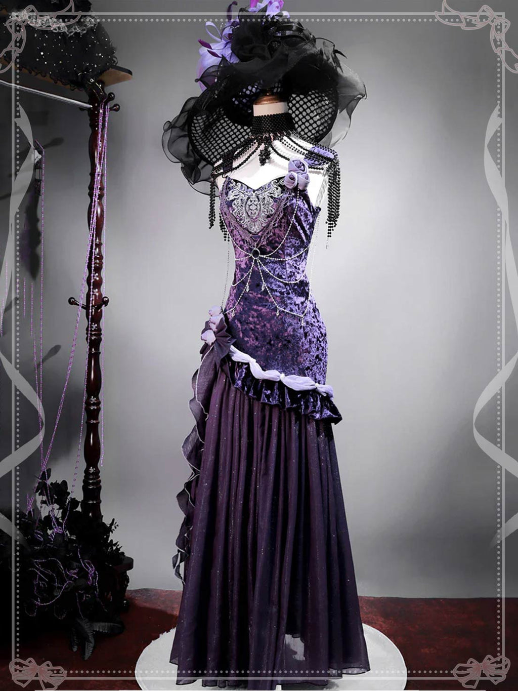 Rich Purple Velvet Mermaid Corset Gown