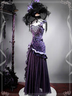 Rich Purple Velvet Mermaid Corset Gown
