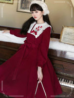 Retro Lolita Dress for Christmas Outfits in Red