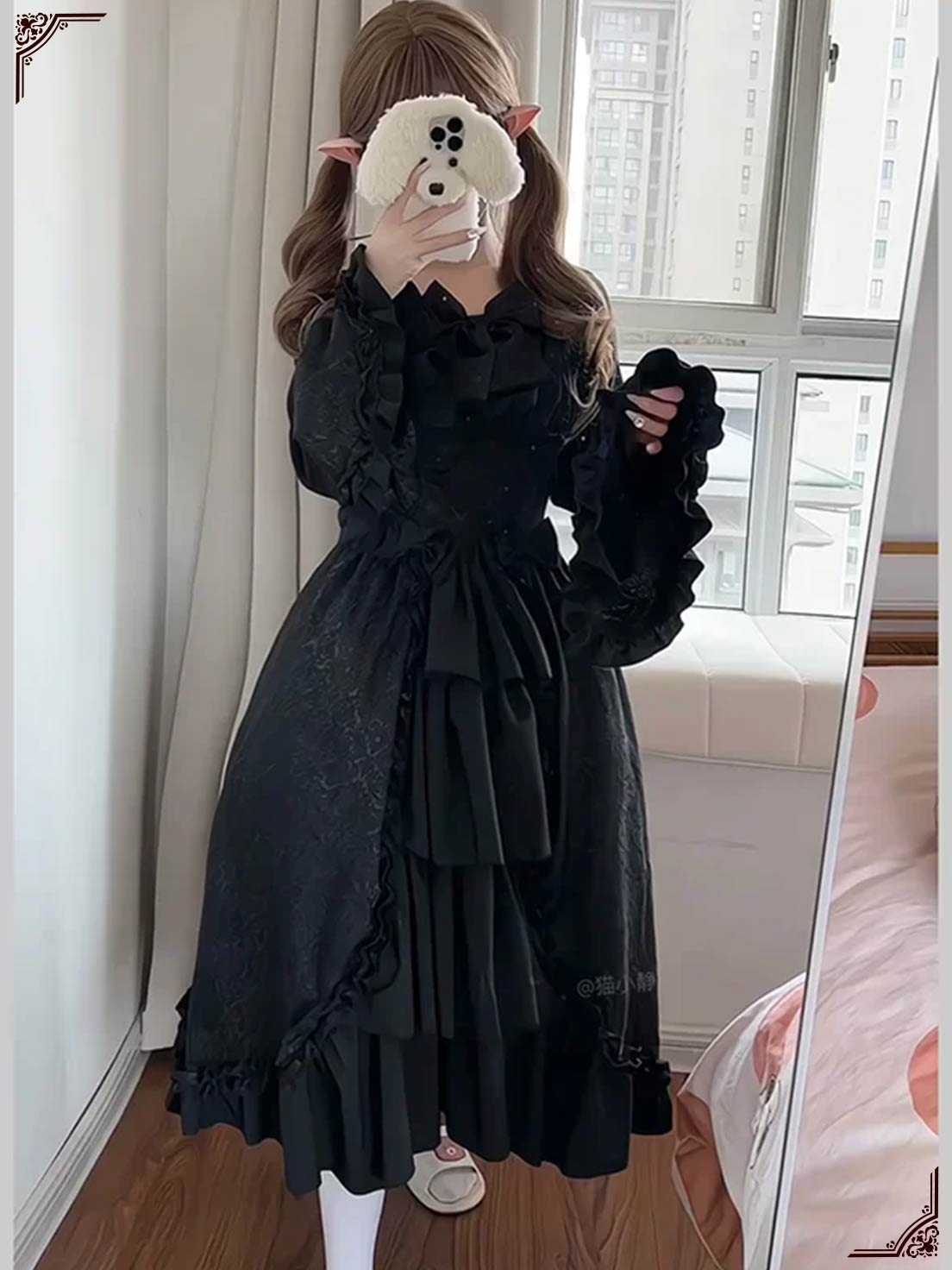 Gothic Lolita Dress All Black Victorian Gown 