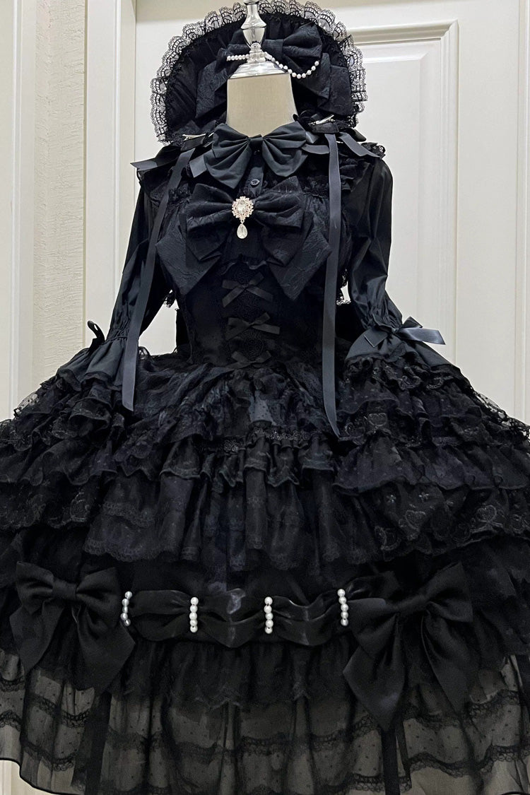 Black Dream Prologue Doll Multi-Layered Bowknot Lace Gothic Princess Lolita Dress