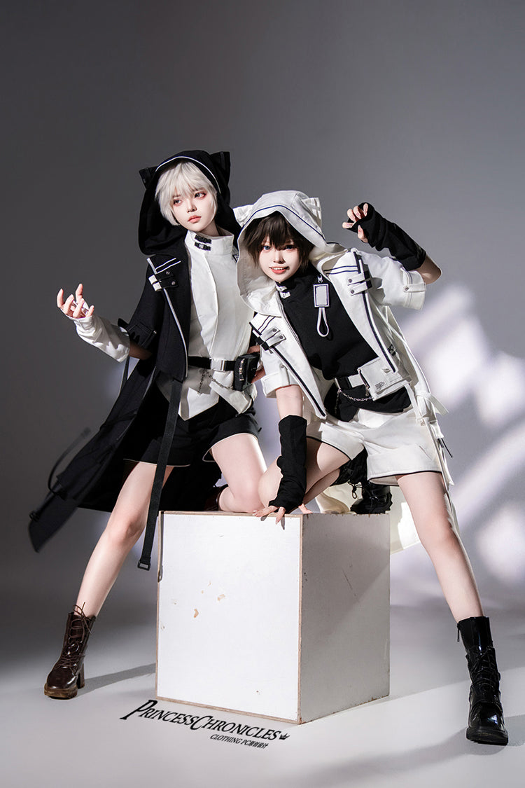 White Functional Style Stand Collar Short Sleeves Ouji Fashion Prince Handsome Lolita Blouse