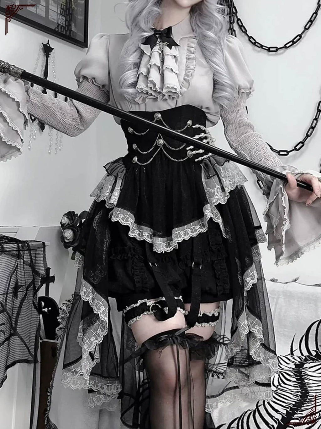 Dark Gothic Punk Classic Lolita Dress Outfit Halloween Costume Cosplay Skirt