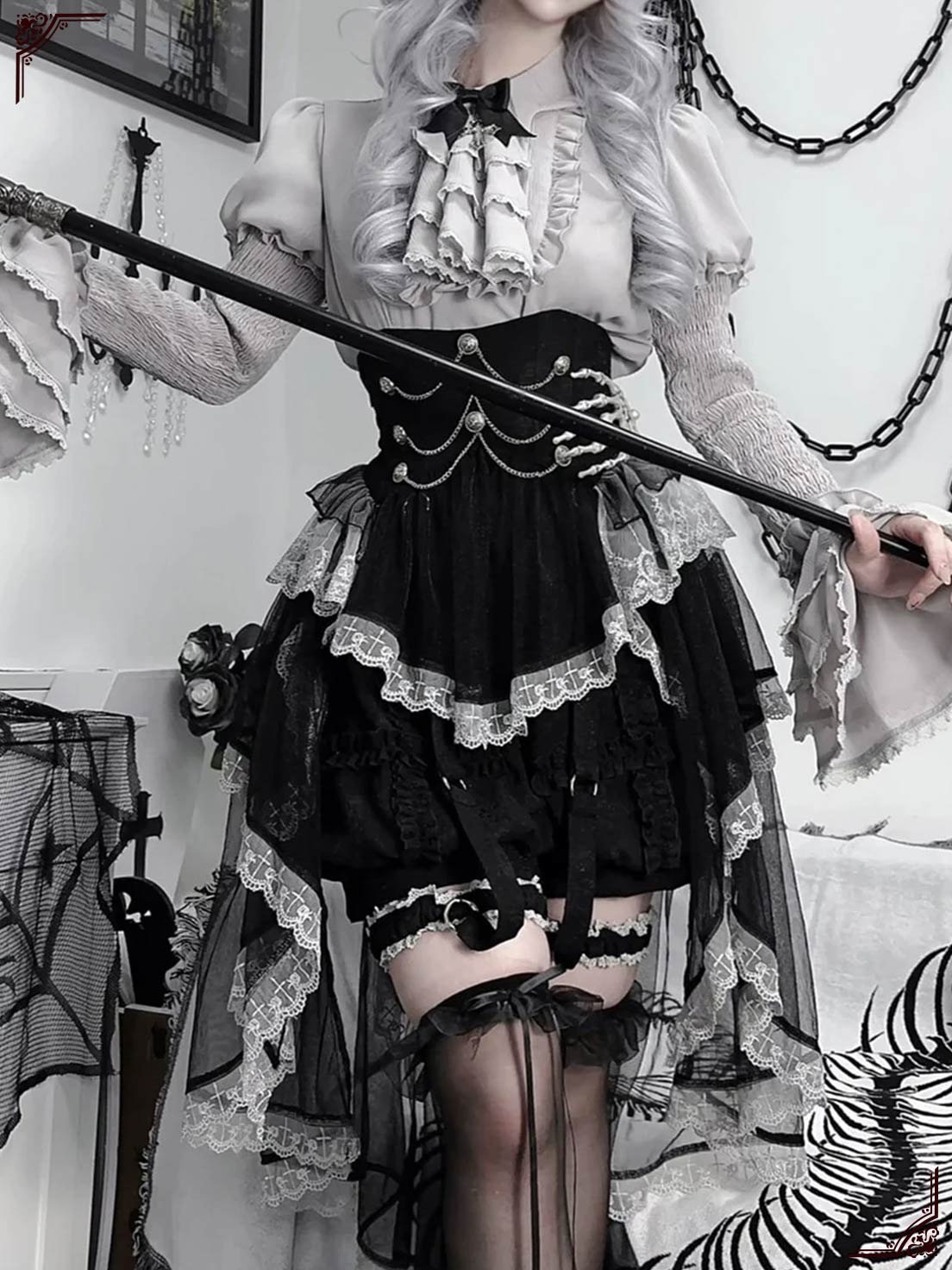 Dark Gothic Punk Classic Lolita Dress Outfit Halloween Costume Cosplay Skirt