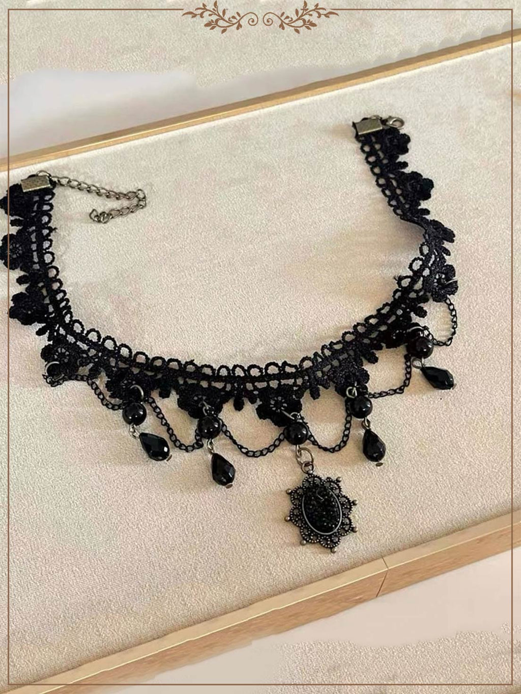 Dark Gothic Vintage Lolita Lace Necklace Black Chain Choke Halloween