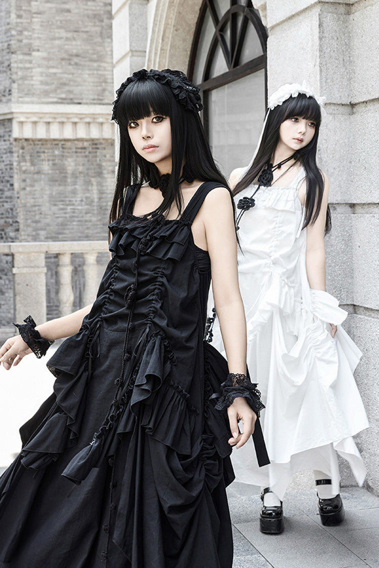 Black Dream Sleeveless Ruffle Gothic Lolita Strap Dress