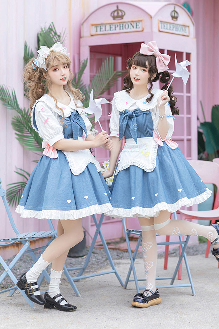 Blue Cowboys Are Busy Ruffle Bowknot Sweet Lolita Strap Dress