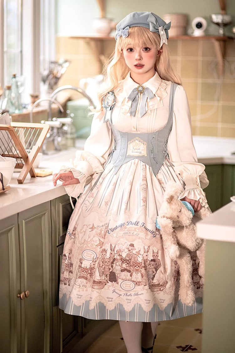 Doll's House Print Ruffle Embroidery Long Version Sweet Lolita Jsk Dress 2 Colors