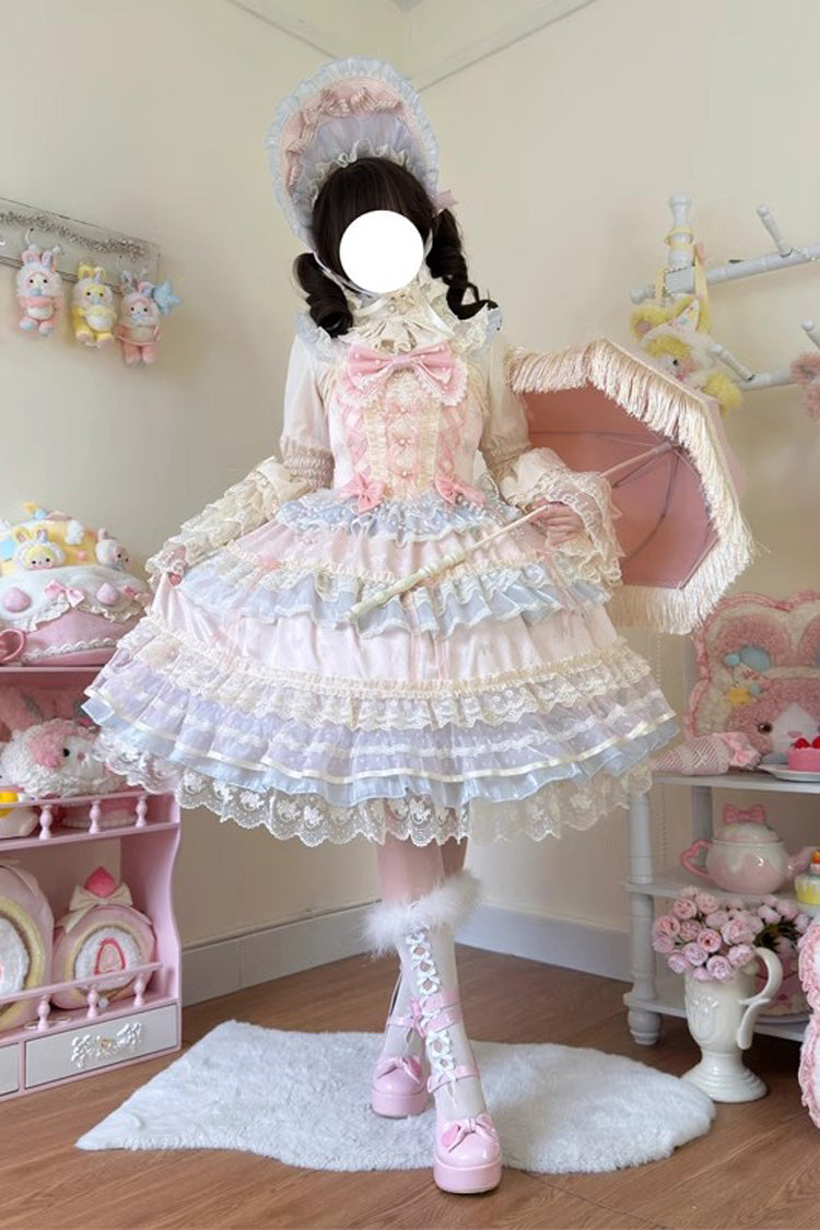 Pink Star Love Song Ruffle Hanayome Bowknot Lace Sweet Lolita Jsk Dress