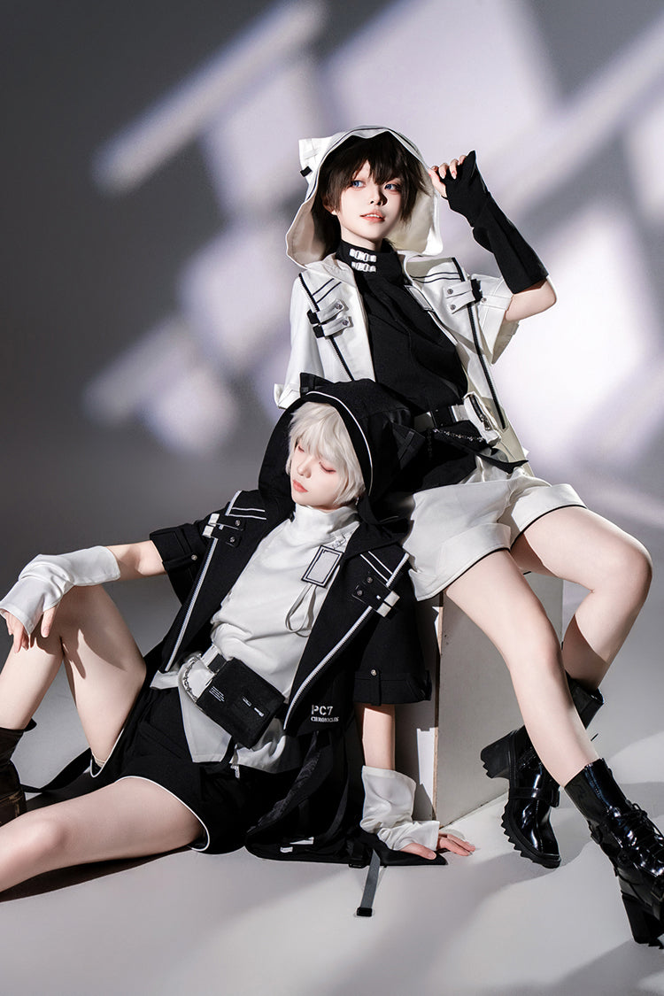White Functional Style Stand Collar Short Sleeves Ouji Fashion Prince Handsome Lolita Blouse