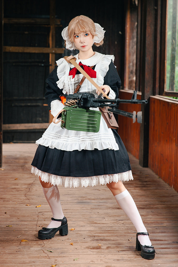 Violent Maid Long Puff Sleeves Bowknot Classic Vintage Lolita Dress 2 Colors