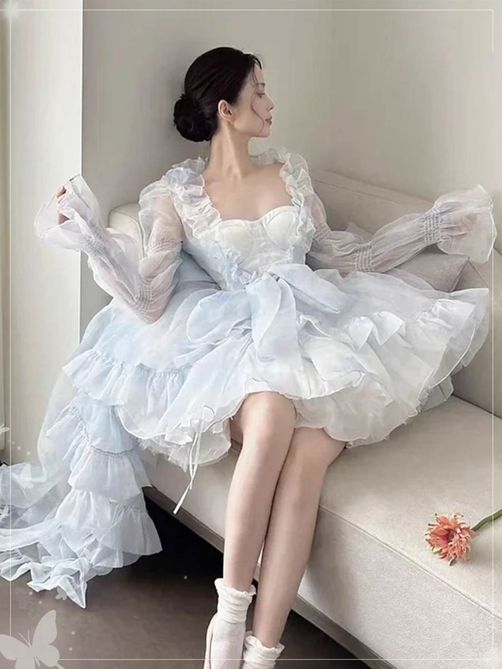 Elegant Lolita Outfit Princess Wedding Dresses Ball Gown Prom Blue Pink Purple Dresses Party Costume