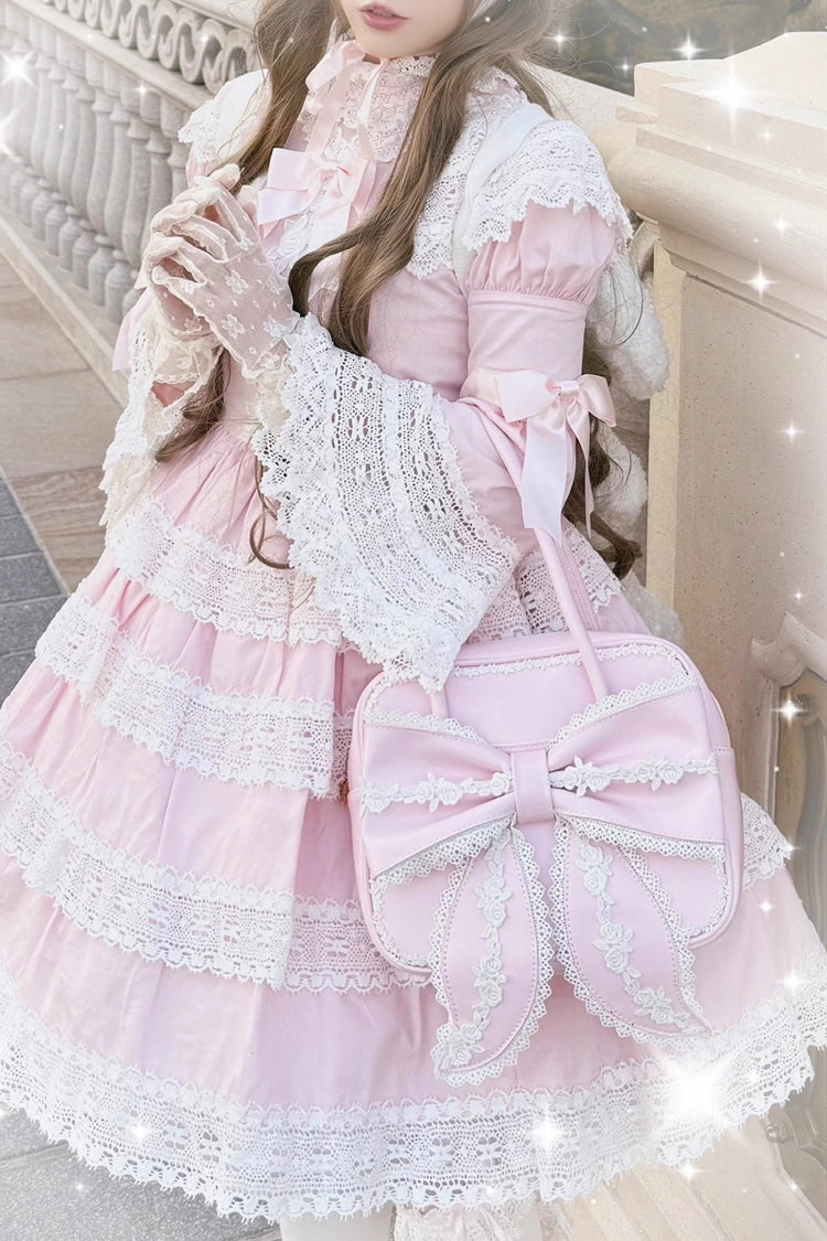 Sweet Bowknot Lace Zipper Japanese Lolita Handbag 3 Colors