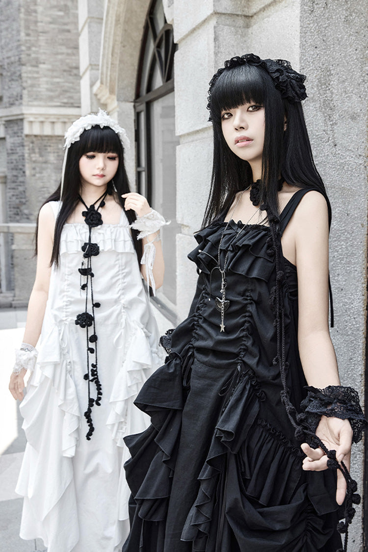 White Dream Sleeveless Ruffle Gothic Lolita Strap Dress
