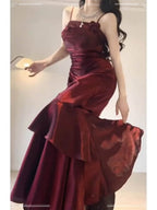 Trumpet Dress in Burgundy for Formal Events 