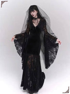 Goth Lolita Black French Retro Subculture Long Dress Medieval Ghost Dark