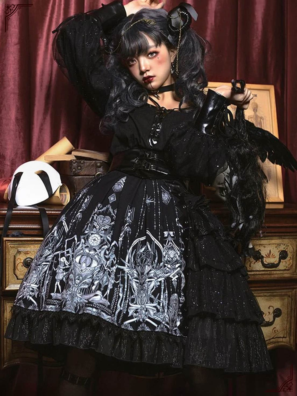 Goth Lolita Prom Goth Dresses Dark Printed Dress Gothic JSK Lolita SK Plus Size 3XL Lolita Dress