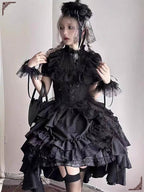 Goth Lolita Skirt Dark Black Vampire Count Shirt Lift Dress
