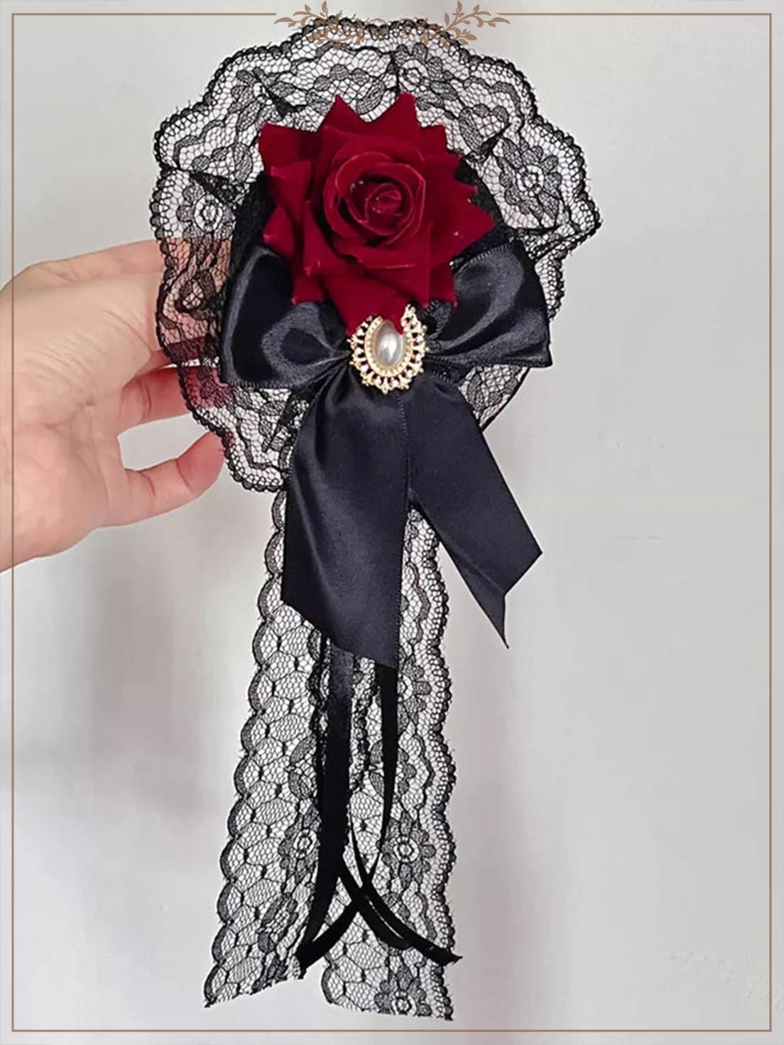 Gothic Bride Veil Hair Clip Black White Lace Dark Flower Rose Halloween Cosplay Accessory