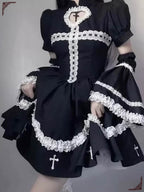 Gothic Lolita Dress Black Cross Lolita for Halloween y2k Goth fashion