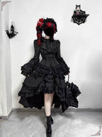 Gothic Lolita Dress Elegant Bat Sleeve Dress for Women Plus Size Dark Academia Dress for Halloween Cosplay