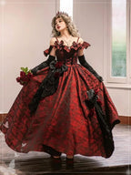 Hime Lolita Black and Red Lolita Flower Prom JSK Dress Gorgeous Birthday Adult Dress Lolita Elegant Princess One Piece Dress