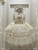 Hime Lolita Tea Party Fashion Blue Pink White Wedding Dress Multi-layer Sleeveless JSK Dress Lolita Autumn/winter