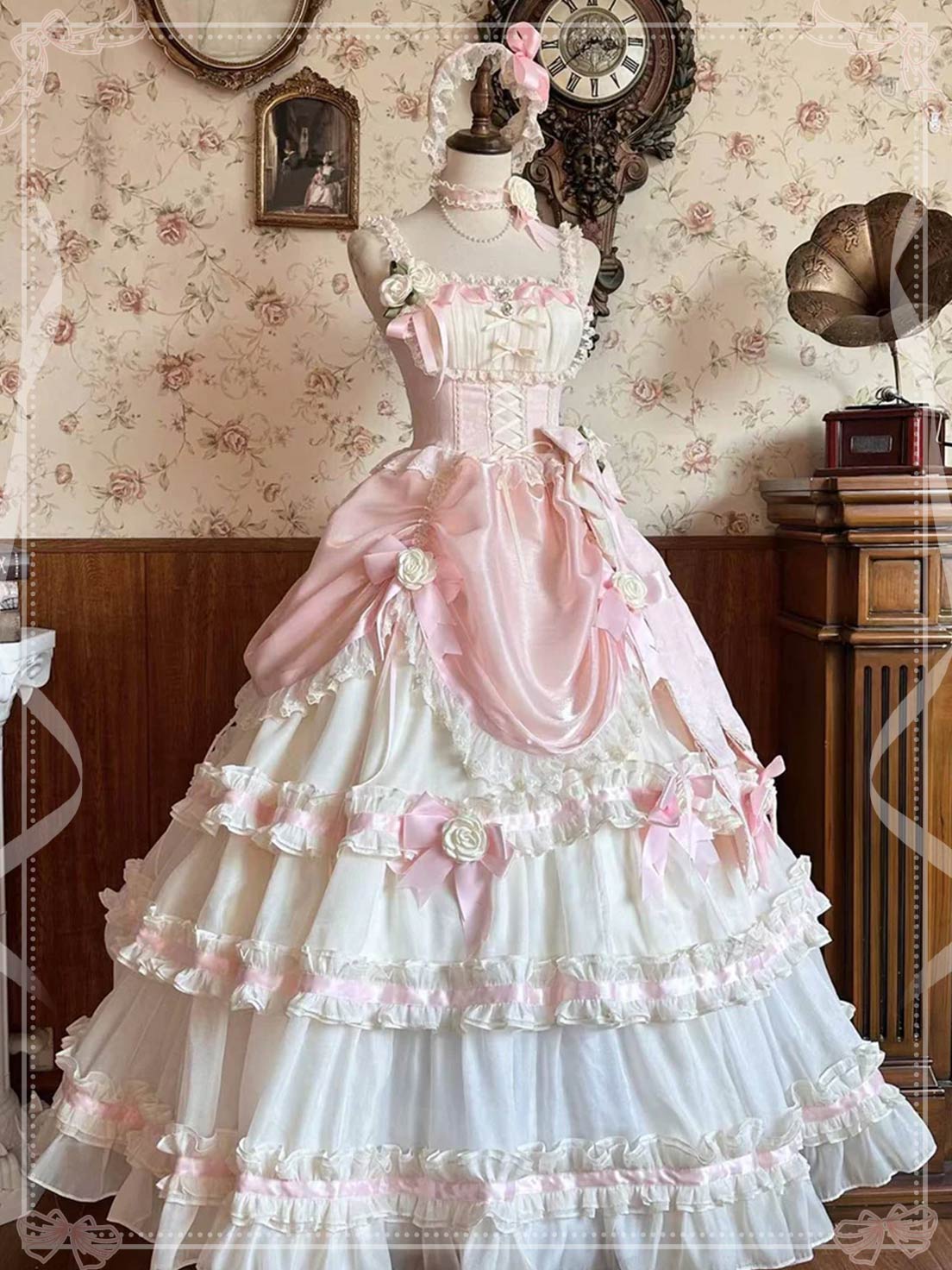 Hime Lolita Tea Party Fashion Dramatic Satin Ruffled Pink Ball Dress Mitzvah