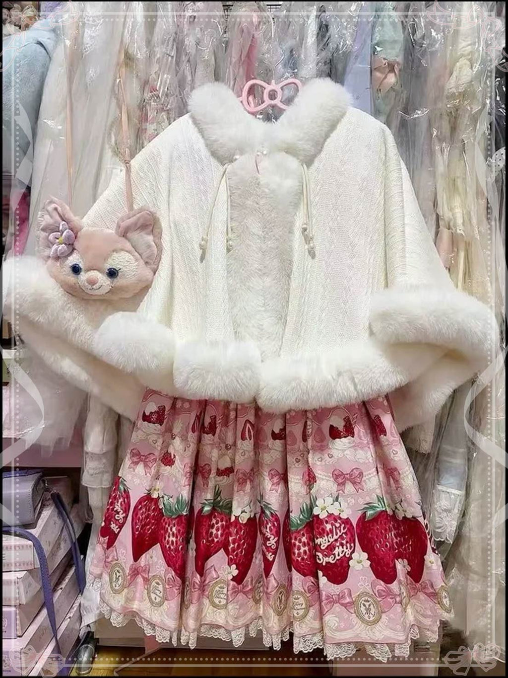 Lolita Coat Cloak Plush Short Cape Sweet Warm Thickened Autumn Winter Outfit