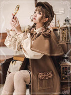 Lolita Coat Retro Brown Woolen Cape Cute Style Autumn Winter Outerwear